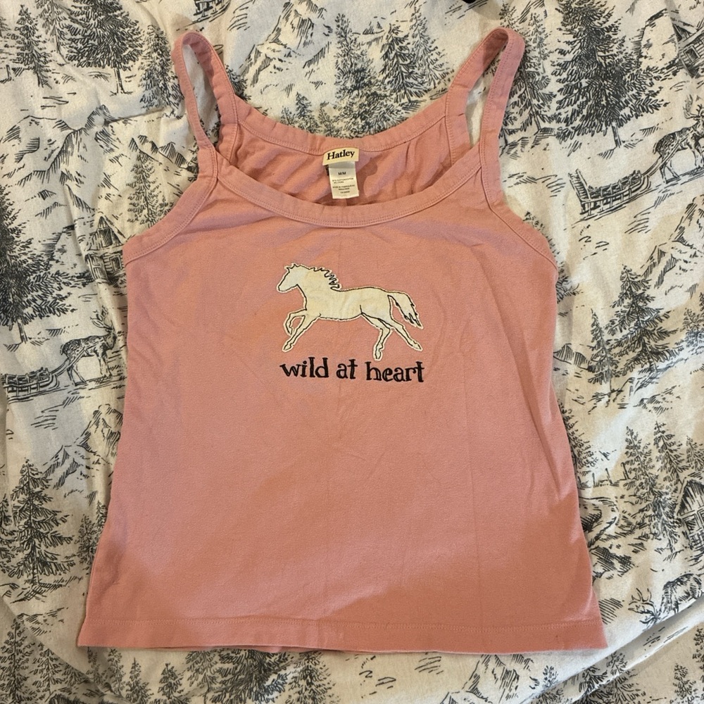 Medium Pink Hatley horse wild at heart tank top